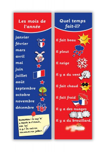 French months and weather bookmark